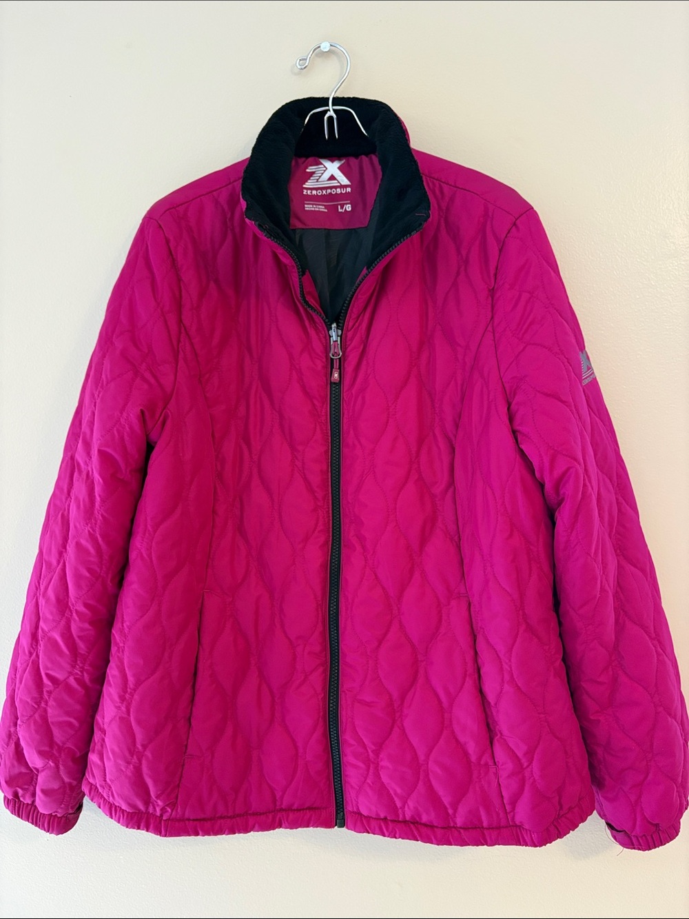 ZeroXposur Women’s Large Pink Quilted Jacket Fleece Collar NWOT